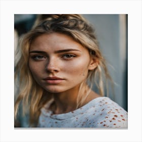 Portrait Of A Girl With Freckles Canvas Print