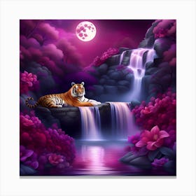 Tiger In The Waterfall 1 Canvas Print