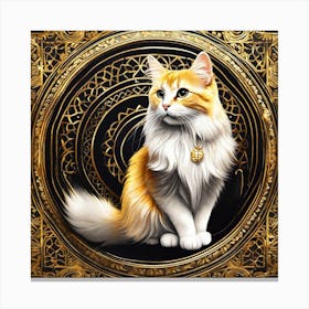 Cat In A Gold Frame Canvas Print