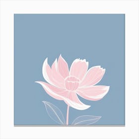 A White And Pink Flower In Minimalist Style Square Composition 204 Canvas Print