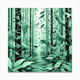 Jungle Alien Calling Cubism Style Canvas Print