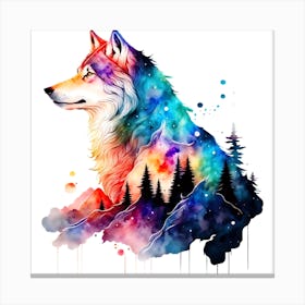 Colorful Wolf Painting For Personalizing Electronic Devices Canvas Print