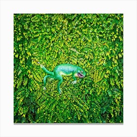 Hyper Realistic Painting Of A Whimsical Creature Composed Entirely Of Vibrant Leaves Varying Shades Canvas Print