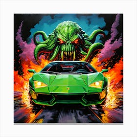 Cthulhu vs Lamborghini Canvas Print