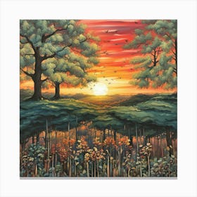 Sunset In The Woods 2 Canvas Print