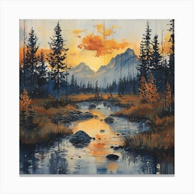 Sunset In The Mountains Canvas Print