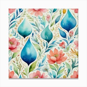 Watercolor Floral Pattern 7 Canvas Print