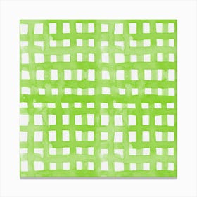 Watercolor Spring Green Grid Canvas Print