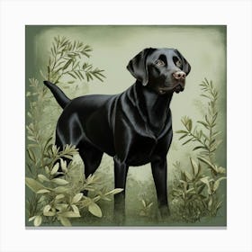 Lifelike Vision Black Labrador Dog Sage Green Art 0 Canvas Print