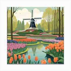 Default Keukenhof Gardens Netherlands Vintage Botanical Art Pr 3 Canvas Print