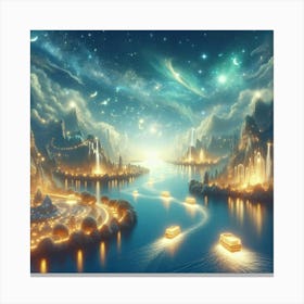 Fantasy City At Night Canvas Print