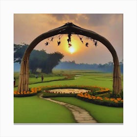 Sunset In A Garden Canvas Print