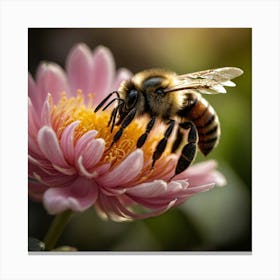 Bee On A Flower Canvas Print