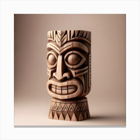 Tiki Head wooden statue Canvas Print