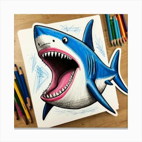 Shark Drawing 3 Canvas Print