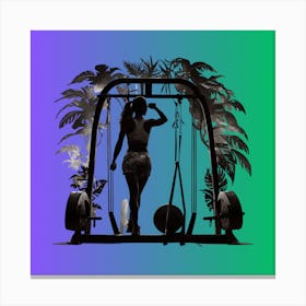 Silhouette Of A Woman In A Gym 1 Canvas Print