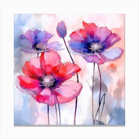 Watercolor Poppies Canvas Print