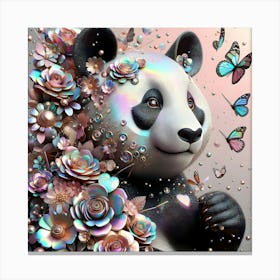 Panda Bear With Flowers Canvas Print