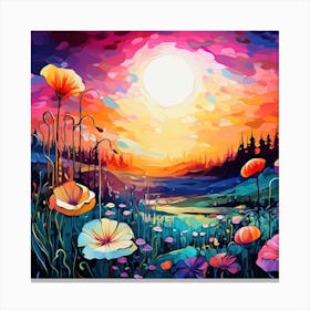 Poppies At Sunset Canvas Print