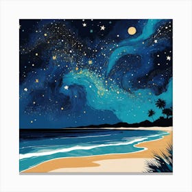 Starry Night At The Beach Canvas Print