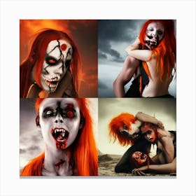 Zombie Woman Orange Hair Canvas Print