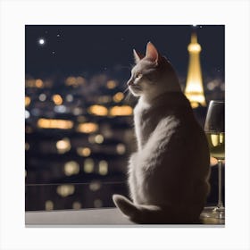 Wine For One Cat Enjoying Canvas Print