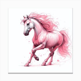 Pink Horse Running Canvas Print