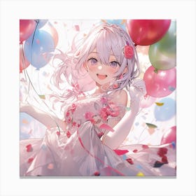 Anime Girl With Balloons Canvas Print