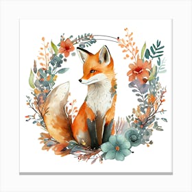 Fox In A Wreath Art Print Canvas Print