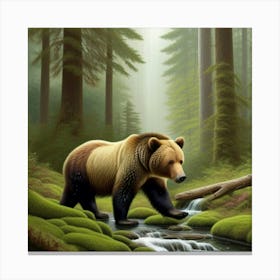 Giant Grizzly Bear In The Forest Canvas Print