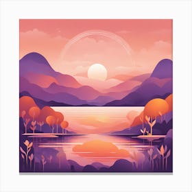 Sunset Landscape VECTOR ART 2 Canvas Print