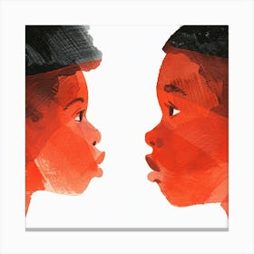 Two Black Children Facing Each Other Canvas Print