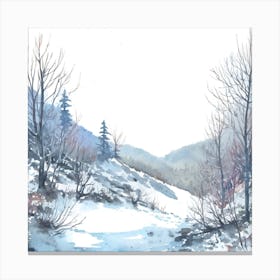 Watercolor Winter Landscape Canvas Print