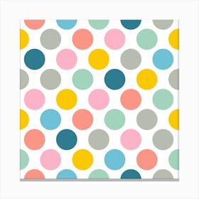SPRING DOTSY Abstract Geometric Polka Dots in Pastels on Cream Canvas Print