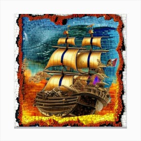 Pirate Ship Mosaic 1 Canvas Print