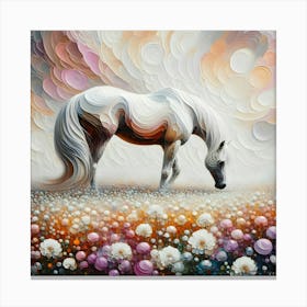 White Horse In A Field Canvas Print