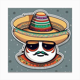 Mexican Sombrero And Pancho Sticker 2d Cute Fantasy Dreamy Vector Illustration 2d Flat Center (14) Canvas Print