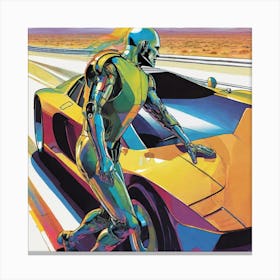 Robot On The Road 2 Canvas Print