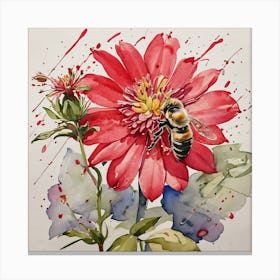 Bee On Flower Canvas Print