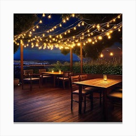 Outdoor Patio With String Lights 1 Canvas Print