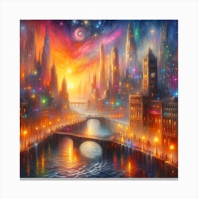 Cityscape At Night Canvas Print