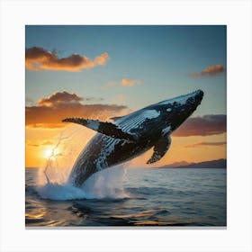 Humpback Whale Leaping Out Of The Water 2 Canvas Print