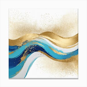 Blue And Gold Abstract Painting Canvas Print