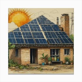 Solar Panels On A House Canvas Print