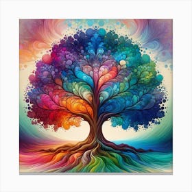 "Harmony in Growth: The Life Spectrum Tree" - This artwork is a celebration of growth and the vibrant spectrum of life, illustrated by the rich, flowing colors of a magnificent tree. The intertwining branches in shades from warm reds to cool blues represent life's diverse experiences and the beauty of nature's palette. The piece radiates a sense of unity and interconnectedness, perfect for inspiring awe and reflection in any space that values nature, art, and the journey of life. It's a visual representation of life's flourishing diversity, making it an enchanting addition to any art collection. Canvas Print