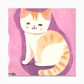 Kawaii Cat Portrait Watercolor Canvas Print