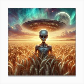 Alien In The Wheat Field Canvas Print