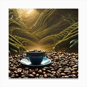 Coffee Cup On Coffee Beans 6 Canvas Print