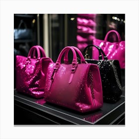 Pink Handbags On Display 1 Canvas Print