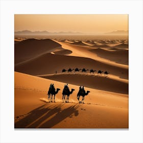 Camels In The Desert 1 Canvas Print